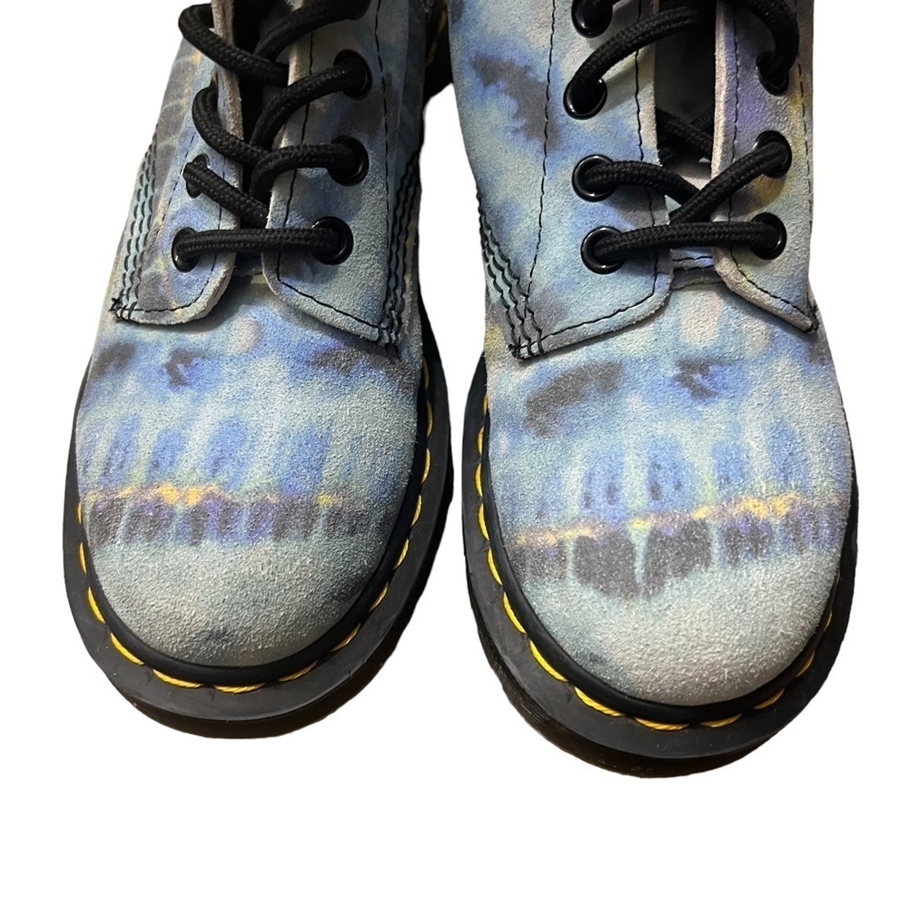 DR. MARTENS 1460 Pascal Blue Summer Tie-dye Tumbled Boots Size 5 — Worn 1X - Picture 4 of 5